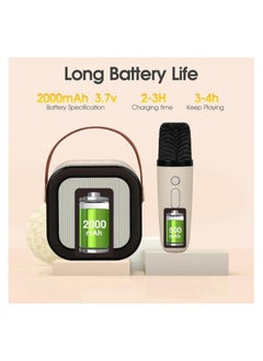 Generic Karaoke Machine for Kids Adults,Mini Portable Blue-Tooth Karaoke Speaker with 2 Wireless Microphones and Dynamic Lights,Birthday Gift,Home KTV,Outdoor,Travel(Beige)  - Image 3