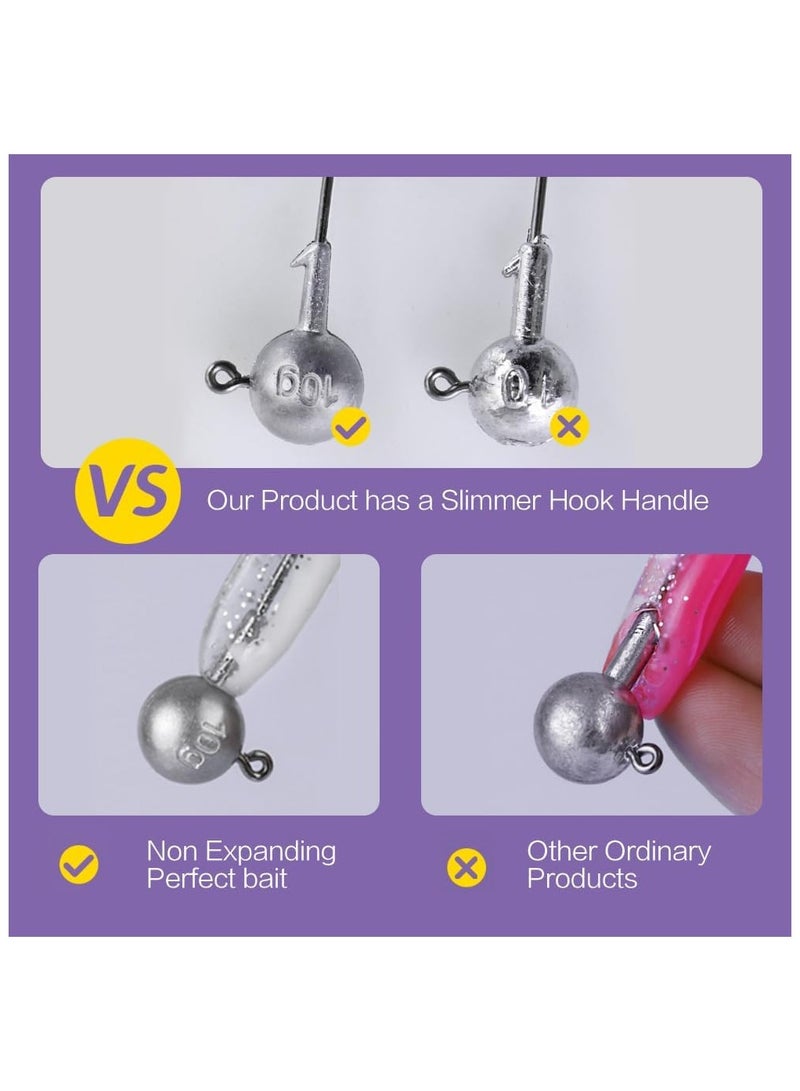 Soofam 50pcs Soft Fishing Lures Kit, Paddle Tail Swim Bait with 5 Sizes & 50 Hooks, Soft Plastic Baits for Bass, Trout, Walleye, Crappie, Pike, Multi-Color Swimbaits for Freshwater & Saltwater Fishing - Image 4