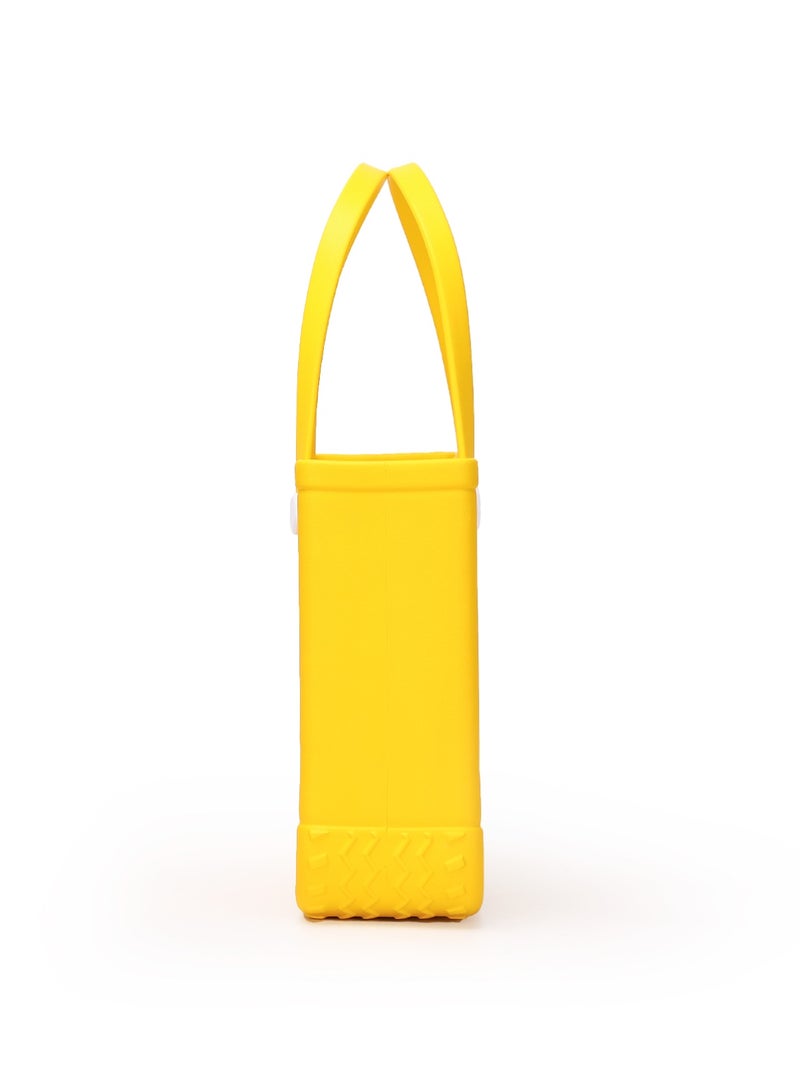 EVA Rubber Beach Tote Bag with 5 Summer Charms | Waterproof, Durable & Easy-to-Clean | Spacious Summer Beach Bag for Women & Family | (Yellow - Large) - Image 2