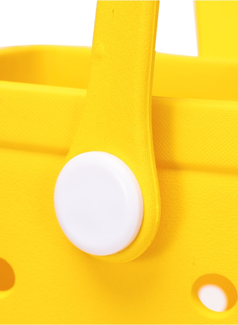 EVA Rubber Beach Tote Bag with 5 Summer Charms | Waterproof, Durable & Easy-to-Clean | Spacious Summer Beach Bag for Women & Family | (Yellow - Large) - Image 5