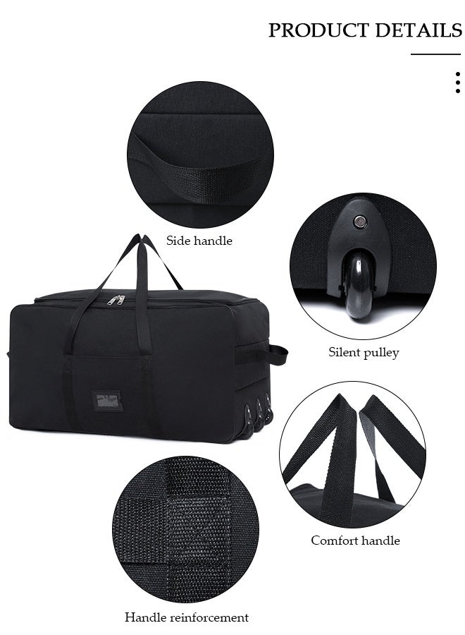 DUNISO Foldable Rolling Duffel Bag with 3 Wheels, Light Weight Travel Duffel bag with Large Loading Capacity, Inch Durable Travel Luggage Bag- Rugged, Collapsible Carry On Luggage Bag for Travel Camping Sports - Image 3