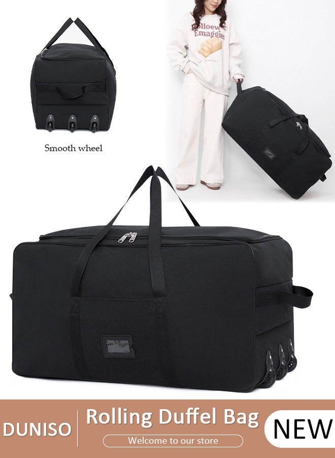 DUNISO Foldable Rolling Duffel Bag with 3 Wheels, Light Weight Travel Duffel bag with Large Loading Capacity, Inch Durable Travel Luggage Bag- Rugged, Collapsible Carry On Luggage Bag for Travel Camping Sports - Image 1