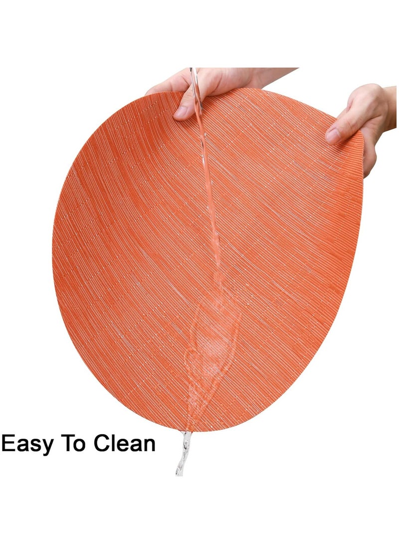 آنا طقم 4 قطع من حصائر الطعام الدائرية المضادة للانزلاق والمائيّة بقطر 35 سم، بتصميم يشبه خشب البامبو - مثالية للمناسبات العائلية وتناول الطعام في الهواء الطلق. - Image 5