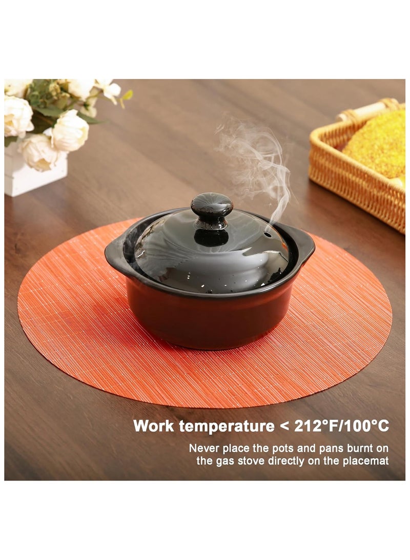 آنا طقم 4 قطع من حصائر الطعام الدائرية المضادة للانزلاق والمائيّة بقطر 35 سم، بتصميم يشبه خشب البامبو - مثالية للمناسبات العائلية وتناول الطعام في الهواء الطلق. - Image 4