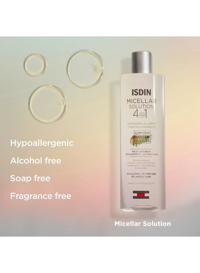ISDIN Micellar 4-in-1 Facial Cleansing Water Solution - Hydrating and Cleansing Toner and Makeup Remover for Sensitive Skin, 13.5 FL OZ  - Image 4