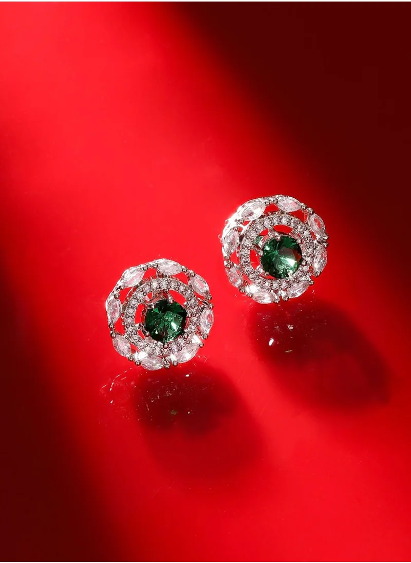 Priyaasi American Diamond Floral Blossom Studs