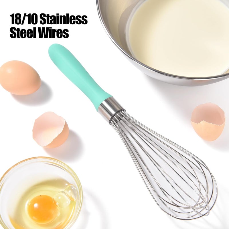 Doosu 18/8 Stainless Steel Balloon Whisk, Kitchen Whisk for Cooking Handheld Egg Beater with Rust-Proof Sturdy Wires & Non-Slip Silicone Handle for Beating, Stirring, Blending (8 Wires, Aqua Sky) - Image 3