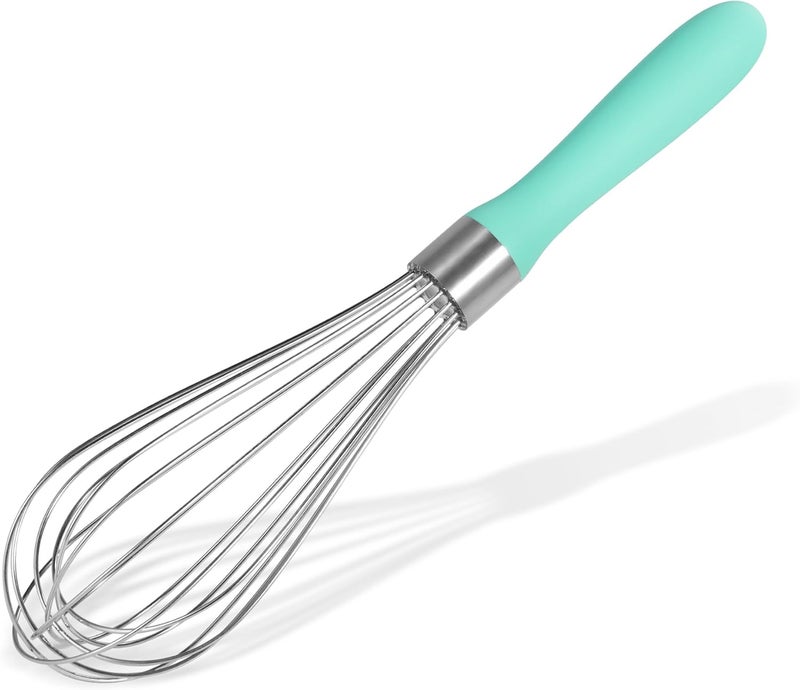 Doosu 18/8 Stainless Steel Balloon Whisk, Kitchen Whisk for Cooking Handheld Egg Beater with Rust-Proof Sturdy Wires & Non-Slip Silicone Handle for Beating, Stirring, Blending (8 Wires, Aqua Sky) - Image 1