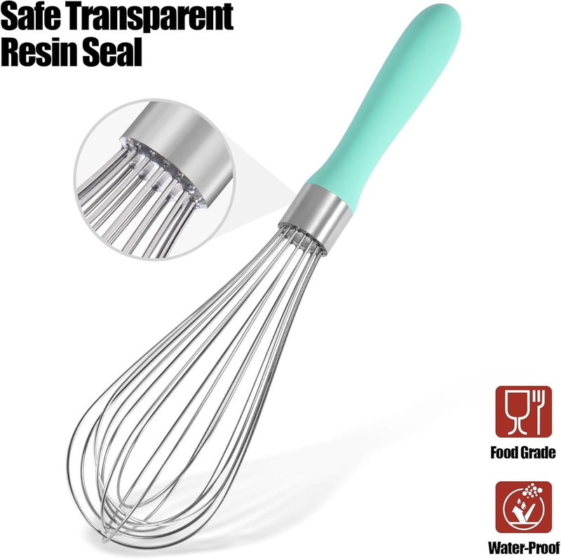 Doosu 18/8 Stainless Steel Balloon Whisk, Kitchen Whisk for Cooking Handheld Egg Beater with Rust-Proof Sturdy Wires & Non-Slip Silicone Handle for Beating, Stirring, Blending (8 Wires, Aqua Sky) - Image 5