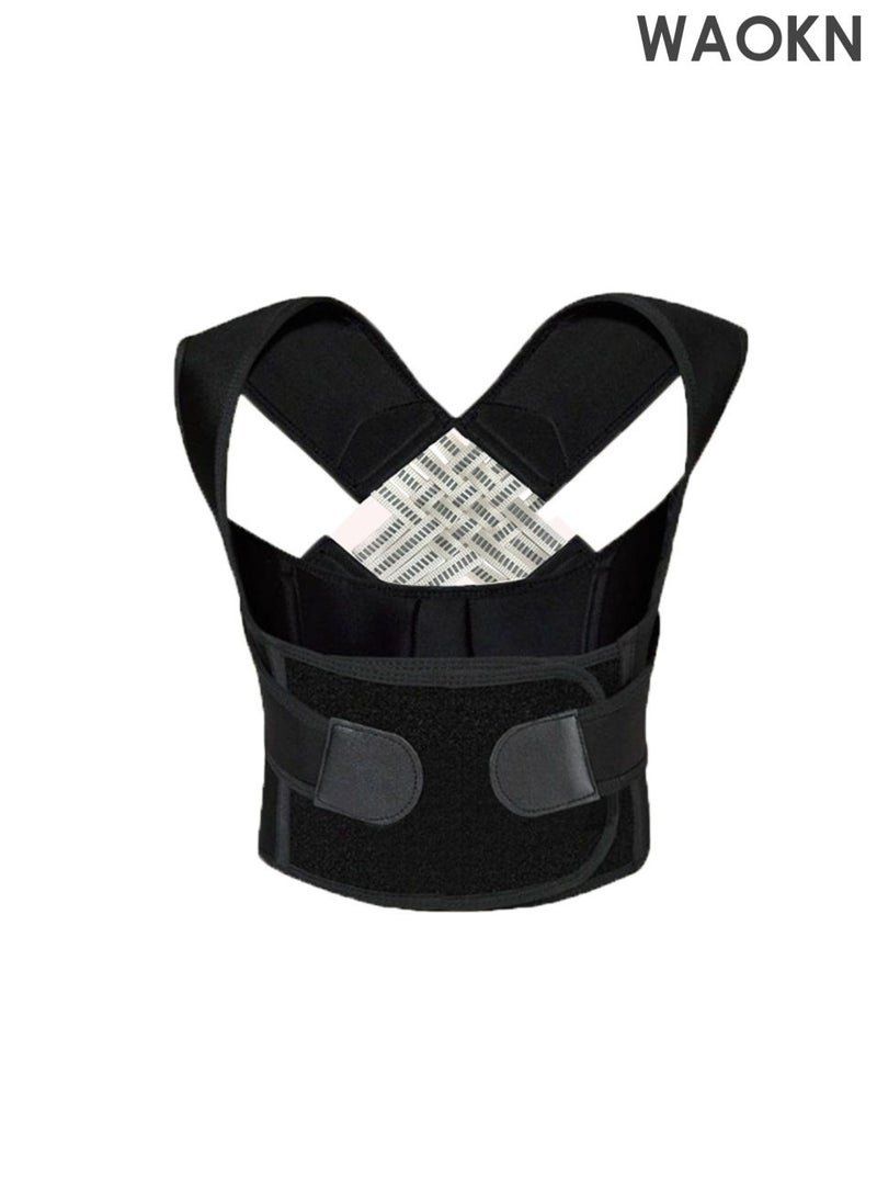 WAOKN Back Brace and Posture Corrector for Women and Men , Back Straightener Posture Corrector Scoliosis and Hunchback Correction Back Pain Spine Corrector Support Adjustable Posture Trainer , unisex , black . - Image 1