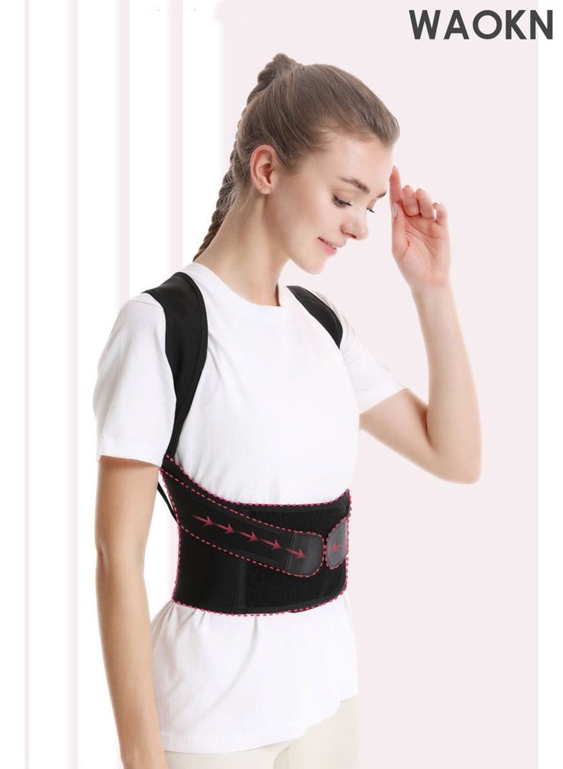 WAOKN Back Brace and Posture Corrector for Women and Men , Back Straightener Posture Corrector Scoliosis and Hunchback Correction Back Pain Spine Corrector Support Adjustable Posture Trainer , unisex , black . - Image 3