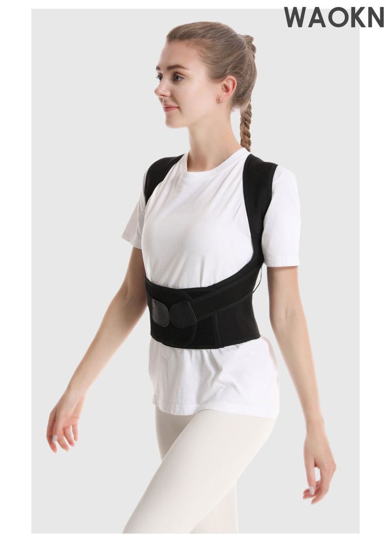 WAOKN Back Brace and Posture Corrector for Women and Men , Back Straightener Posture Corrector Scoliosis and Hunchback Correction Back Pain Spine Corrector Support Adjustable Posture Trainer , unisex , black . - Image 2