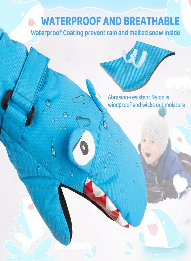 OMECHY Kids Ski Mittens Waterproof Snow Windproof Thinsulate Warm Winter Cold Weather Gloves with String for Boys Girls - Image 2