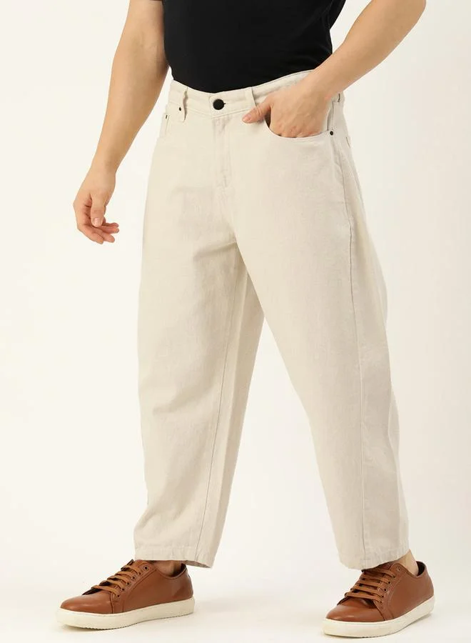 Styli Men Mid Rise Loose Fit Cropped Jeans By Bene Kleed