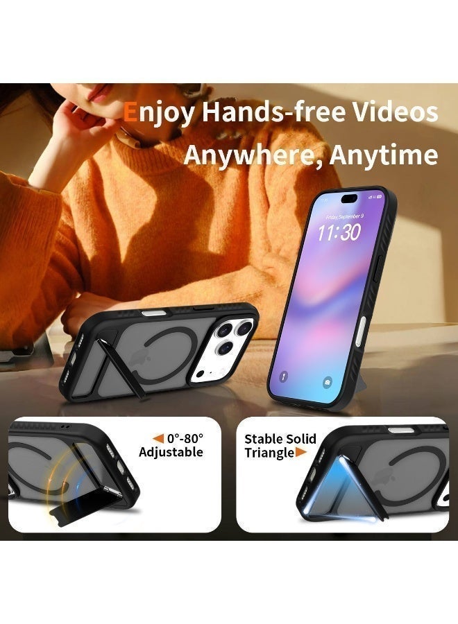 غطاء iPhone 17 Pro، غطاء مغناطيسي مع حامل غير مرئي، غلاف هاتف مقاوم للصدمات، أغطية خلفية غير لامعة لهاتف Apple 17 Pro 6.3" (2026) (أسود) - Image 5