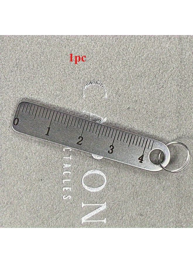 مسطرة معدنية صغيرة محمولة بسلسلة مفاتيح، أداة قياس من الفولاذ المقاوم للصدأ للمكتب والمدرسة - Image 1