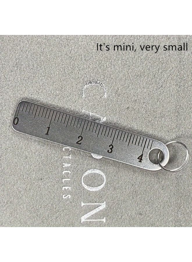 مسطرة معدنية صغيرة محمولة بسلسلة مفاتيح، أداة قياس من الفولاذ المقاوم للصدأ للمكتب والمدرسة - Image 2