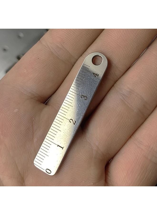 مسطرة معدنية صغيرة محمولة بسلسلة مفاتيح، أداة قياس من الفولاذ المقاوم للصدأ للمكتب والمدرسة - Image 4