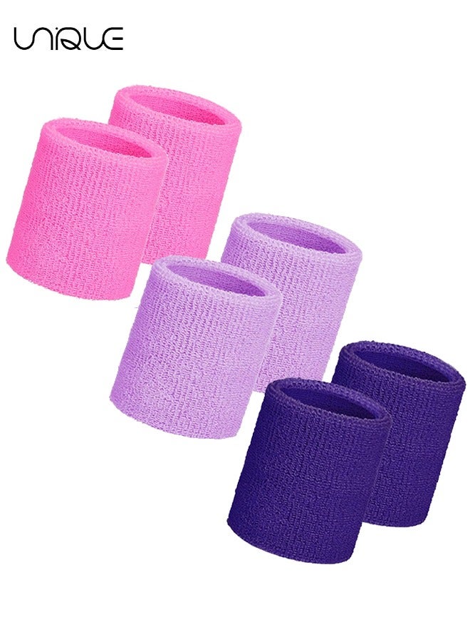 يونيك 3 أزواج من المعصمين الرياضيين ، عصابات المعصم المضمار المضمار عصابة عرق ماصة للرجال والنساء ، عصابات رياضية قطنية قابلة للتنفس لممارسة الرياضة ، كرة القدم ، كرة السلة ، تشغيل الرياضة الرياضية - Image 1