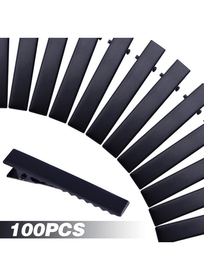 BronaGrand 100Pcs Metal Alligator Hair Clips Flat Top With Teeth Single Prong Hairpins Sectioning Hairdressing Salon Clips For Women Girls Hairbow Diy Art Craft Projects Black  - Image 3