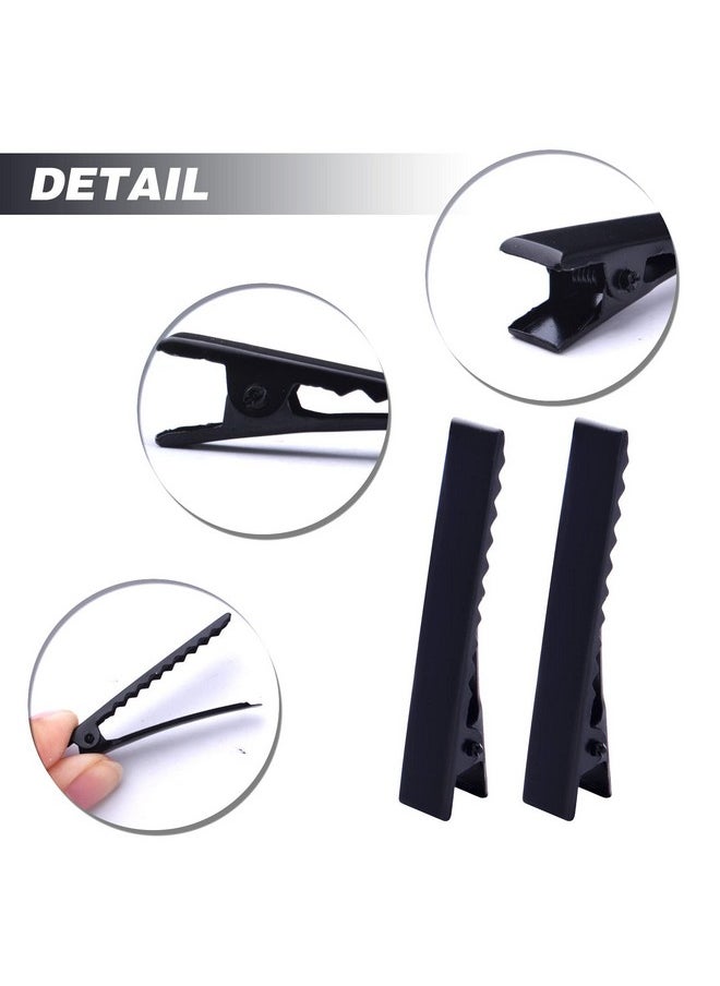 BronaGrand 100Pcs Metal Alligator Hair Clips Flat Top With Teeth Single Prong Hairpins Sectioning Hairdressing Salon Clips For Women Girls Hairbow Diy Art Craft Projects Black  - Image 5