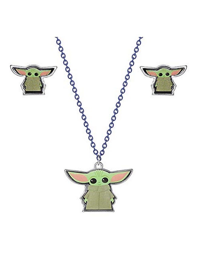 Disney - Star Wars The Mandalorian Grogu Fashion Stud Earrings And Necklace Set Official License - Image 1
