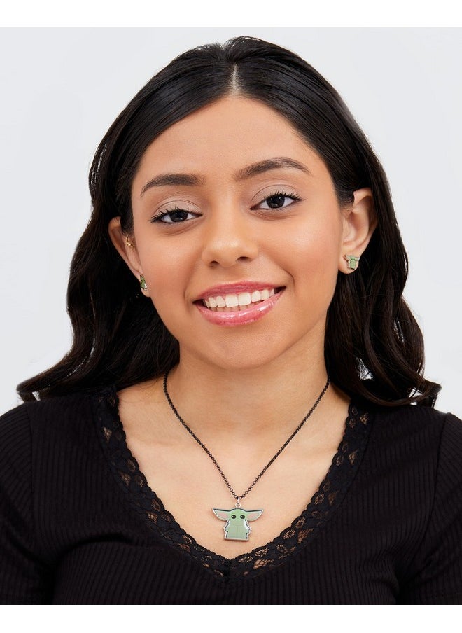 Disney - Star Wars The Mandalorian Grogu Fashion Stud Earrings And Necklace Set Official License - Image 1
