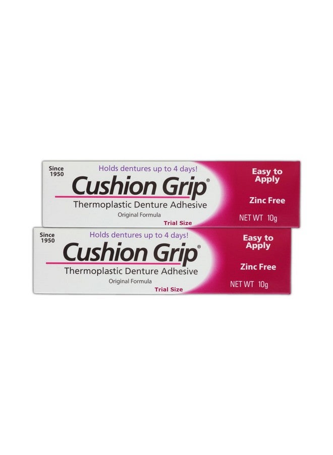 Cushion Grip Thermoplastic Denture Adhesive, 0.35 oz Travel Size | Refits and Tightens Loose Dentures On The Go | Non-Glue Adhesive, Acts Like a Soft Reliner (Pack of 2) - Image 1
