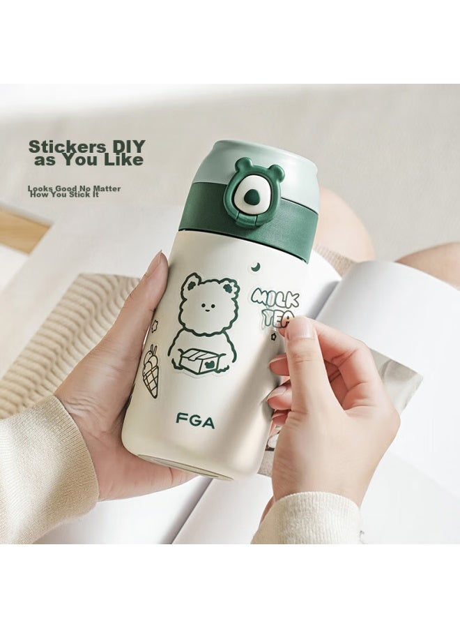 Fga Fuguang Straw Insulated Cup, 316 Stainless Steel, Children's Pop-up Lid Cup, For Pregnant Women, Men, Women, Students, Water Bottle, 380ml - Image 5