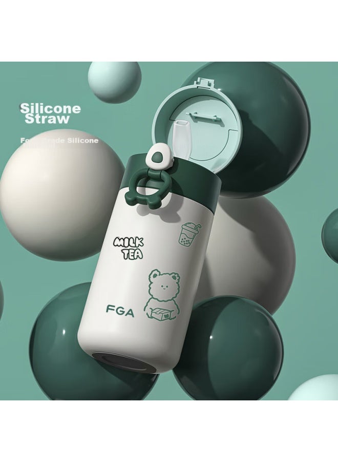 Fga Fuguang Straw Insulated Cup, 316 Stainless Steel, Children's Pop-up Lid Cup, For Pregnant Women, Men, Women, Students, Water Bottle, 380ml - Image 3