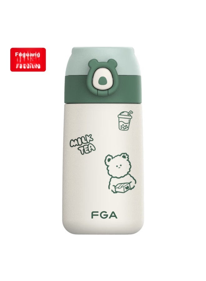 Fga Fuguang Straw Insulated Cup, 316 Stainless Steel, Children's Pop-up Lid Cup, For Pregnant Women, Men, Women, Students, Water Bottle, 380ml - Image 1