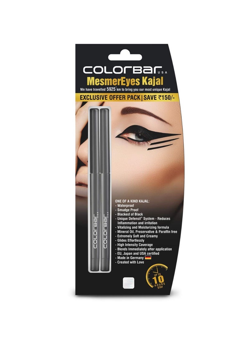 Colorbar Cosmetics MesmerEyes Kajal Duo, Black, 0.70 g (Pack of 2) | Lasts upto 10 hours | Nourishing | Waterproof - Image 1