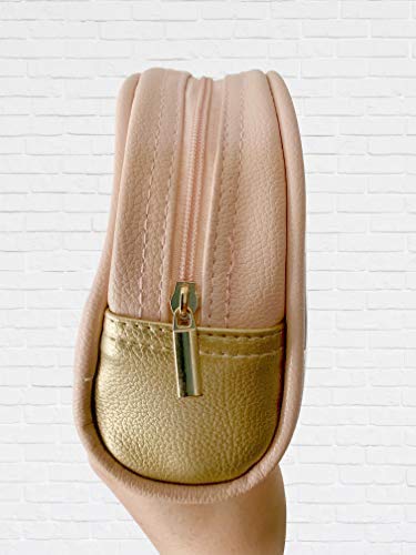 EzPacking Half Moon Bag/Clear Cosmetic Pouch for Purse/Transparent TSA Compliant Clear Quart Bag for Travel/See-Through Clutch or Handbag for Makeup/Made From Vegan Leather, Vinyl PVC & Suede (Blush) - Image 5