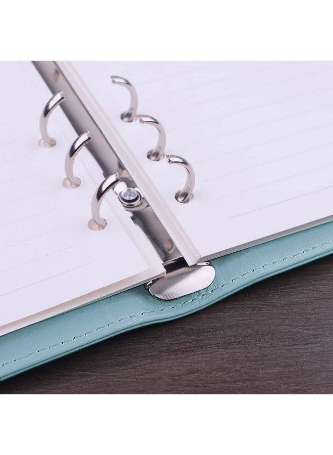 Antner A6 Pu Leather Notebook Binder Refillable 6 Ring Budget Binder For A6 Filler Paper Loose Leaf Personal Planner Binder Cover With Magnetic Buckle Mint Blue  - Image 3