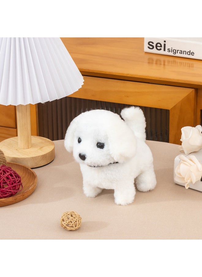 Toy Dog Children Plush Electric Toy Walking Simulation Dog Electric Dog Stall-Color:Pure White Gold Hair-Specifications:With Opp Bag 