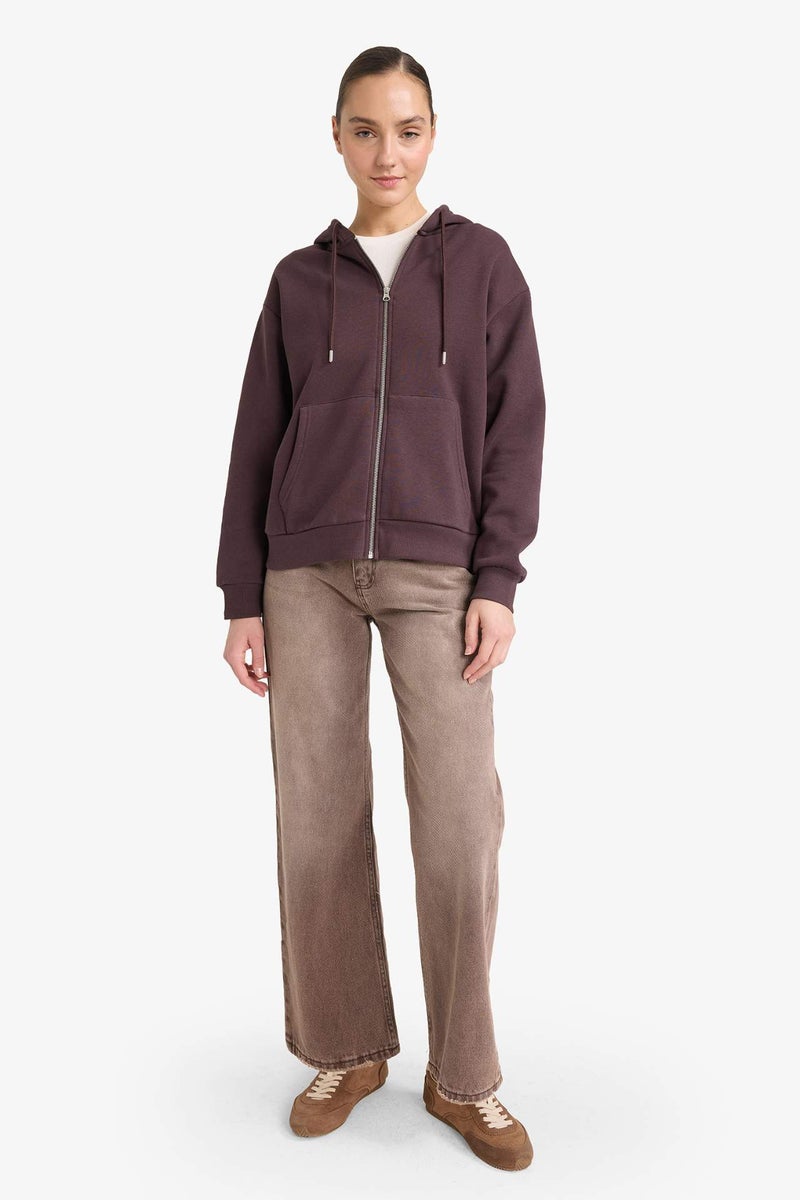 DeFacto Relax Fit Hooded Basic Thick Fabric Hooded Sweatshirt - Image 2