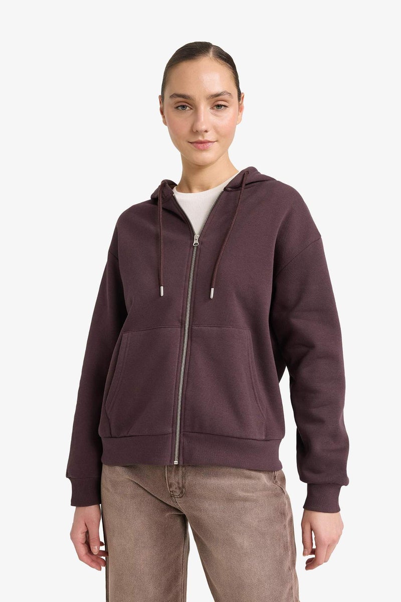 DeFacto Relax Fit Hooded Basic Thick Fabric Hooded Sweatshirt - Image 3