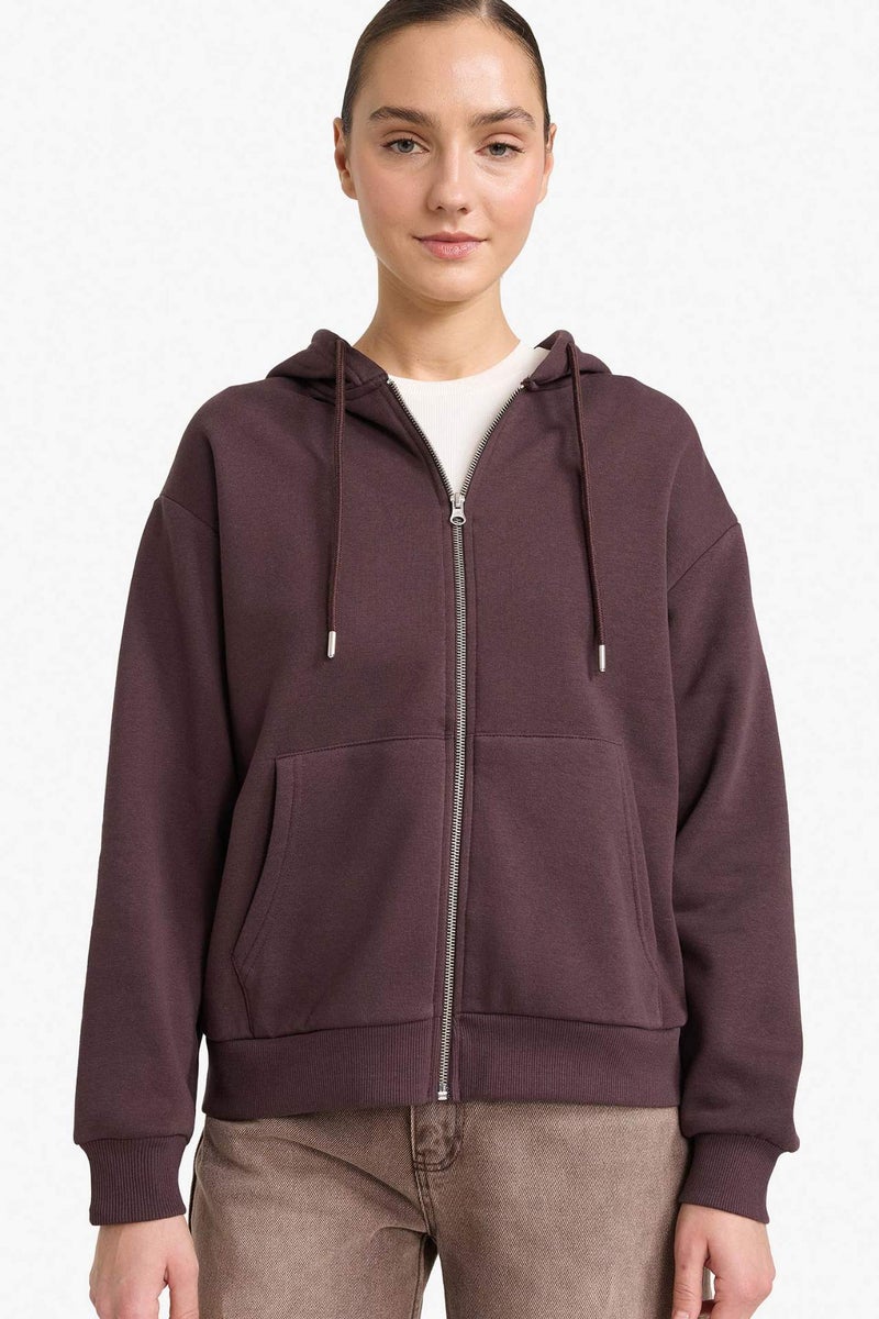 DeFacto Relax Fit Hooded Basic Thick Fabric Hooded Sweatshirt - Image 1