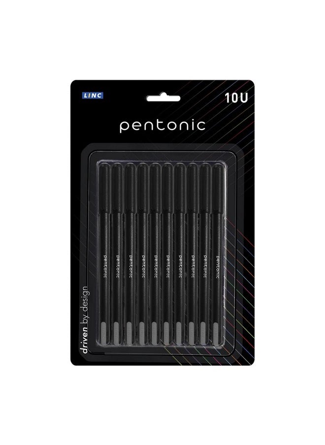 Pentonic - 0.7 Mm Ball Pen Blister Pack | Black Body | Black Ink | Set Of 10 Pens - Image 1