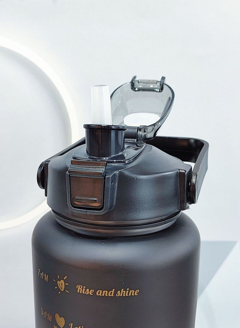 3 in1 large-capacity water bottle set, 300ML, 750ML, 2000ML.A water bottle with its own straw and PP material, suitable for students, families, offices and travelers, and a portable water bottle (black) that meets the drinking needs of different users - Image 4