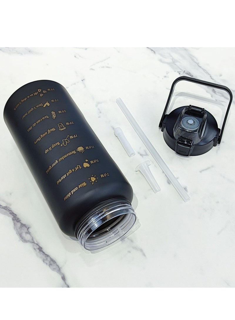 3 in1 large-capacity water bottle set, 300ML, 750ML, 2000ML.A water bottle with its own straw and PP material, suitable for students, families, offices and travelers, and a portable water bottle (black) that meets the drinking needs of different users - Image 5