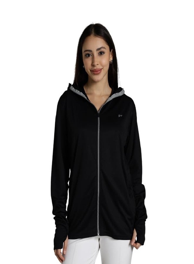 BLUE TYGA Women's Nylon Sunscreen Jacket 2.0 - Advanced Protection from Sun & Pollution - UPF 50+ Protection, Standard Length, Black, Medium - Image 1