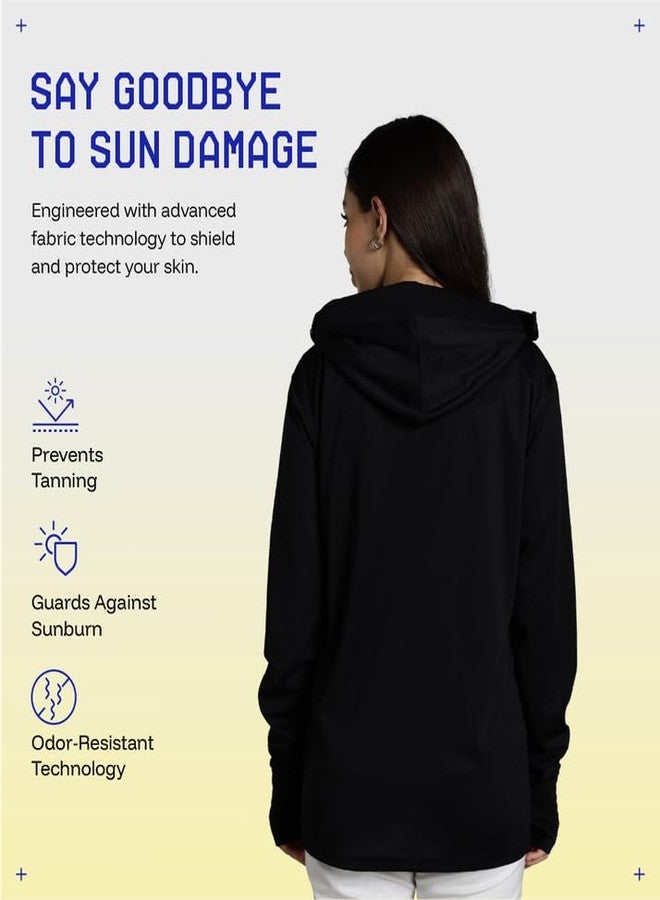 BLUE TYGA Women's Nylon Sunscreen Jacket 2.0 - Advanced Protection from Sun & Pollution - UPF 50+ Protection, Standard Length, Black, Medium - Image 4