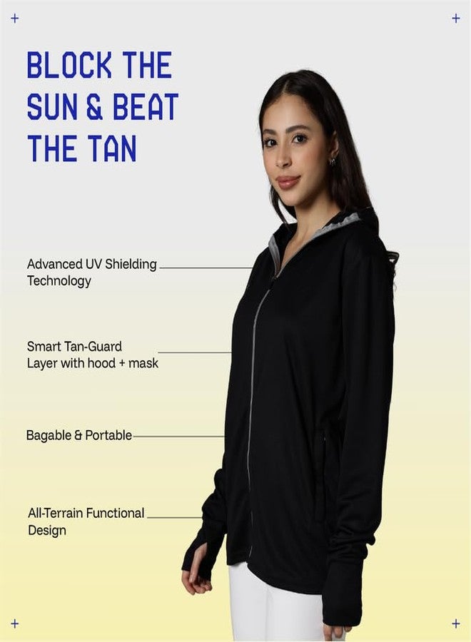 BLUE TYGA Women's Nylon Sunscreen Jacket 2.0 - Advanced Protection from Sun & Pollution - UPF 50+ Protection, Standard Length, Black, Medium - Image 3