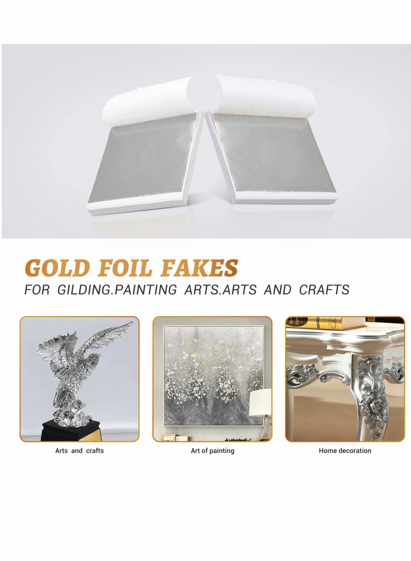 200 Sheets Imitation Silver Leaf - Gilding Craft Supplies - Image 4