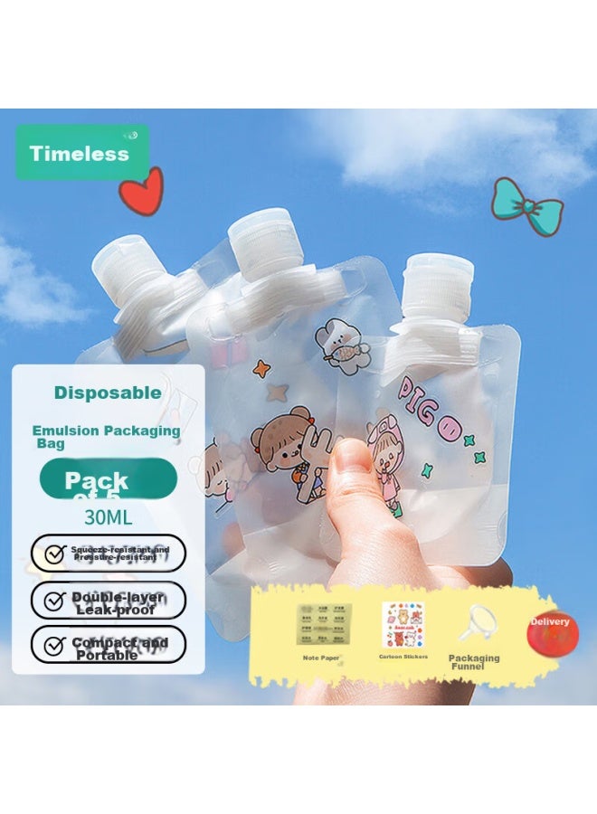 Sometimes, Time Is Divided Into Bottles, Bags, Travel-sized, Toner, Skincare, Shampoo, Essential Water, Disposable Small Bottles, 30ml, 5 Pieces - Image 1