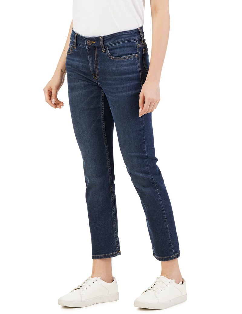 INKD Women's Straight Jeans (INKSS23WJN-013_Denim Divine_30), Mid Rise - Image 3