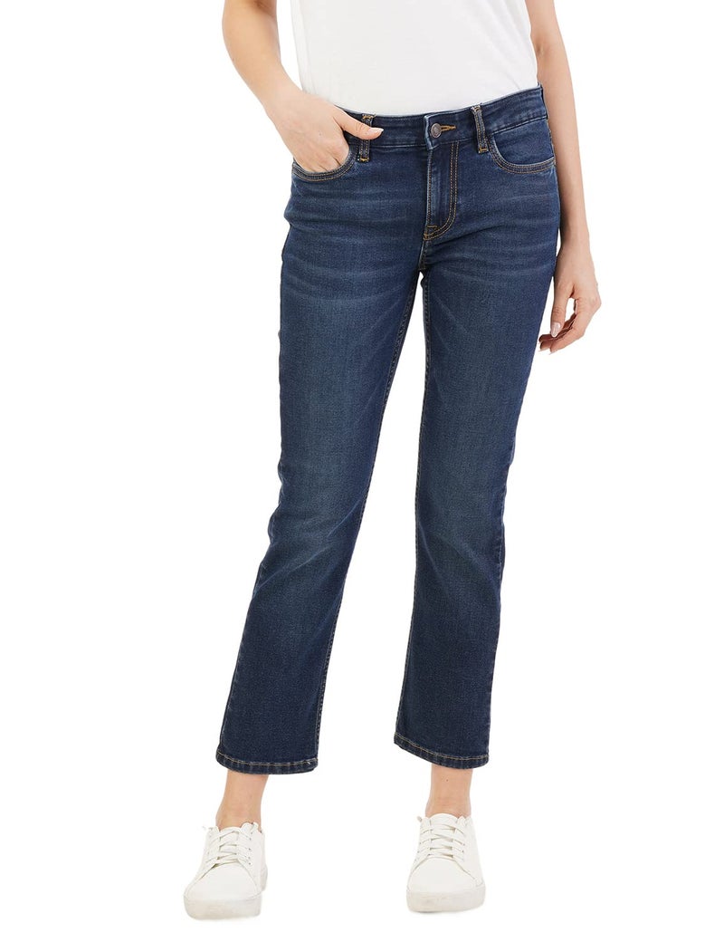 INKD Women's Straight Jeans (INKSS23WJN-013_Denim Divine_30), Mid Rise - Image 1