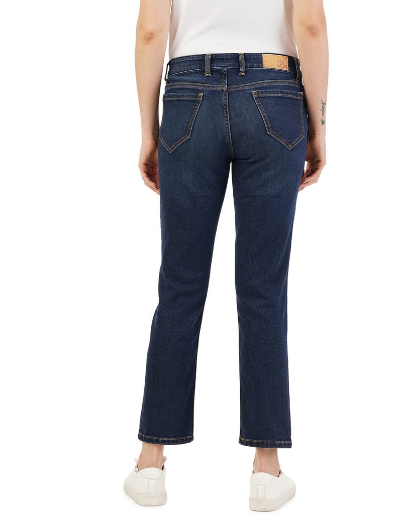 INKD Women's Straight Jeans (INKSS23WJN-013_Denim Divine_30), Mid Rise - Image 2