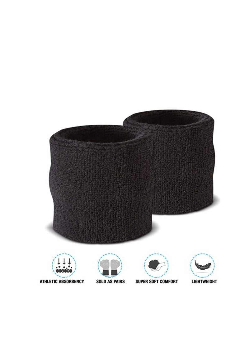 Generic - 1 Pair Sweatband for Sports, Workout, Training & Exercise, Wristbands Cotton to Pair with Your Athletic Costume Apparel | Comfy & Durable Sport Accessories for Men & Women - Image 1